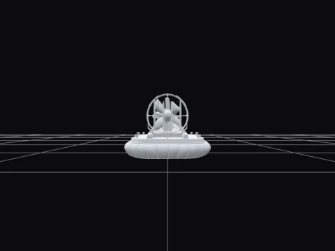 Hovercraft with Rubber Skirt Rear Propeller 3D Model