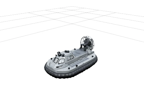 Hovercraft with Rubber Skirt Rear Propeller 3D Model