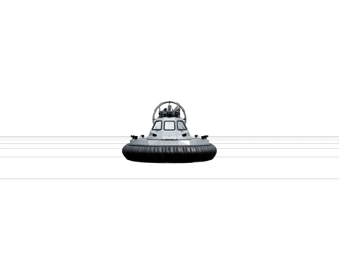 Hovercraft with Rubber Skirt Rear Propeller 3D Model