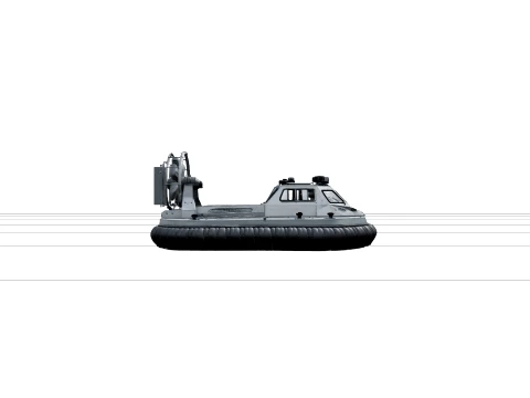 Hovercraft with Rubber Skirt Rear Propeller 3D Model