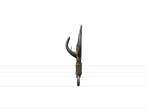 Rusted Wrought Iron Grappling Hook Model With Rope And Seaweed 3D Model