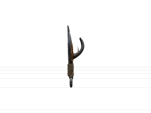 Rusted Wrought Iron Grappling Hook Model With Rope And Seaweed 3D Model