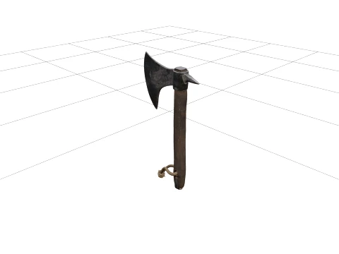 Pirate Boarding Axe Sharp Blade Spike Rope Lanyard Photo Model 3D 모델