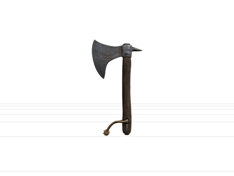 Pirate Boarding Axe Sharp Blade Spike Rope Lanyard Photo Model 3D Model