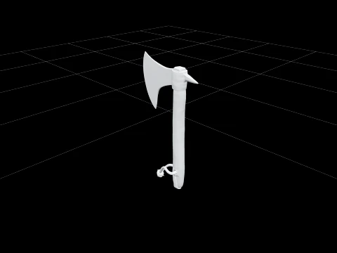 Pirate Boarding Axe Sharp Blade Spike Rope Lanyard Photo Model 3D Model