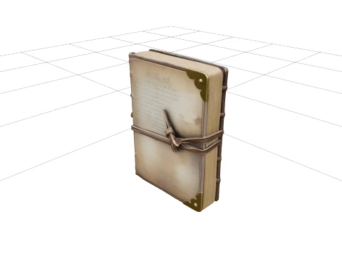 Aged Leather Bound Ship Logbook Model Brass Corners 3D Model