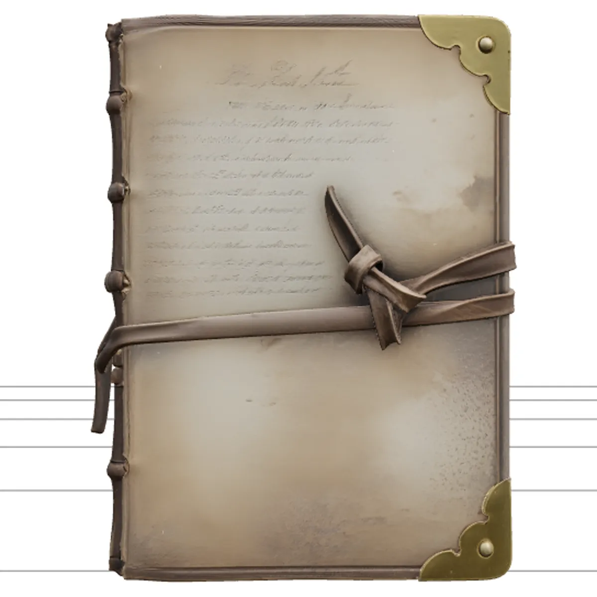 Aged Leather Bound Ship Logbook Model Brass Corners 3D Model .c4d .max .obj .3ds .fbx .stl .blend 