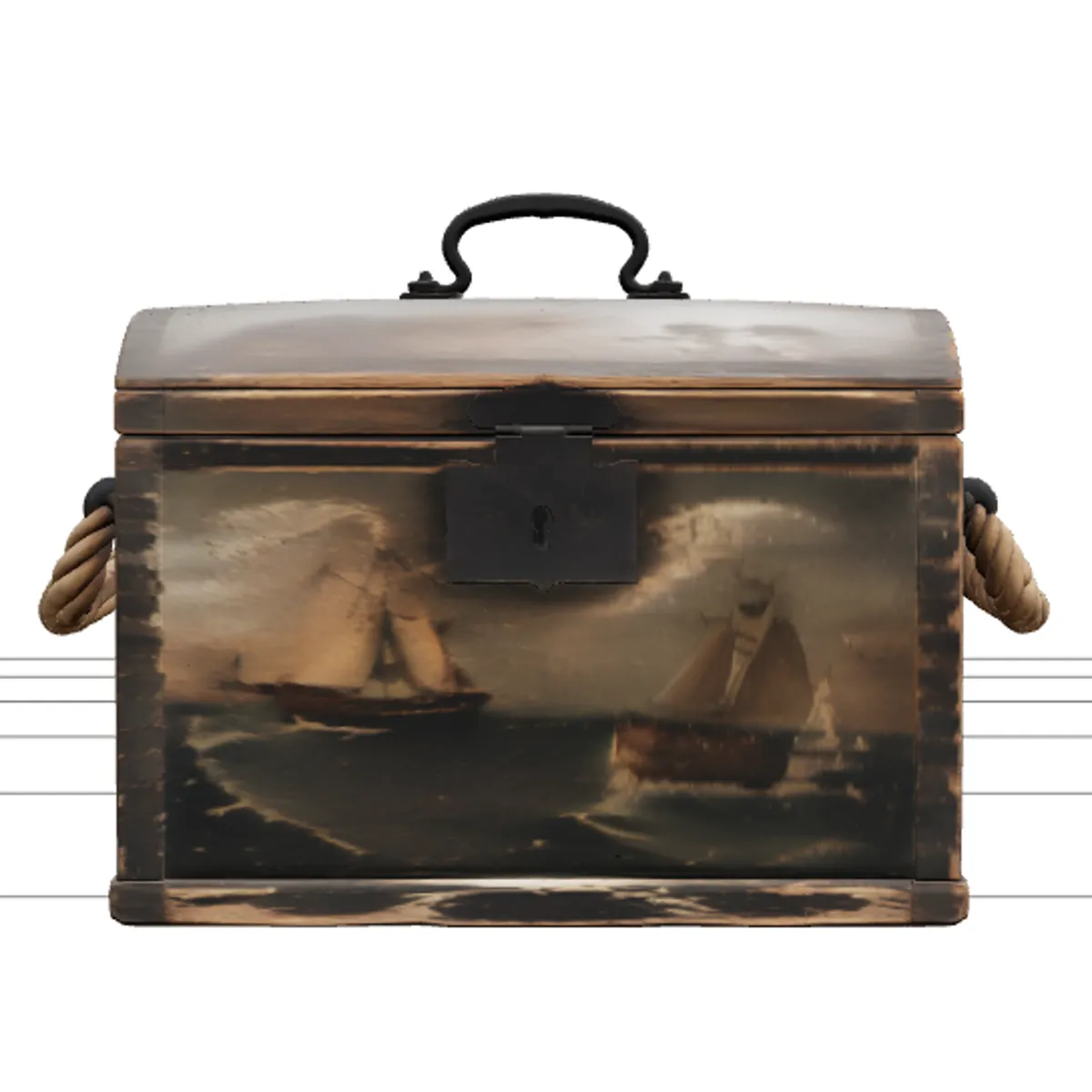 Sailor Sea Chest Wooden Model Dovetail Iron Handle Distressed 3D Model .c4d .max .obj .3ds .fbx .stl .blend