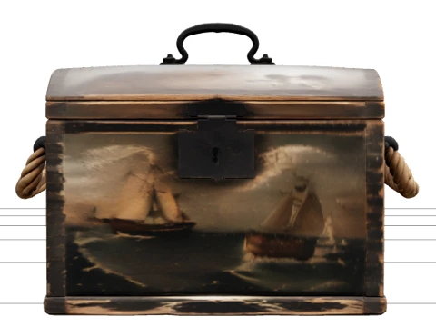 Sailor Sea Chest Wooden Model Dovetail Iron Handle Distressed Model 3D