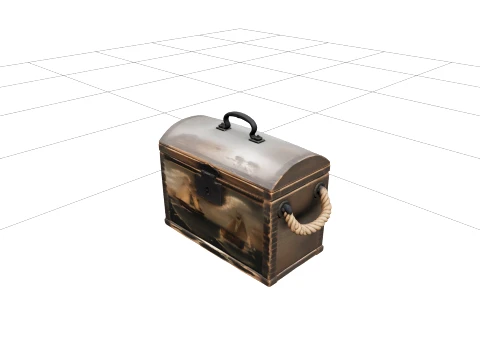 Sailor Sea Chest Wooden Model Dovetail Iron Handle Distressed 3D Model