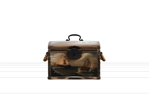 Sailor Sea Chest Wooden Model Dovetail Iron Handle Distressed 3D Model