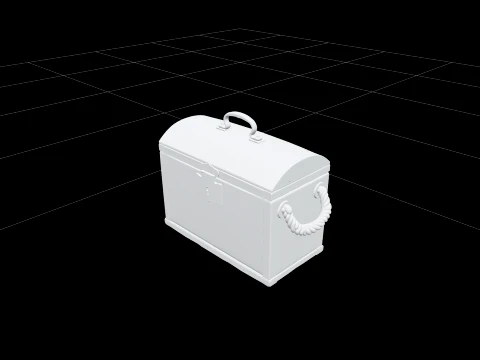Sailor Sea Chest Wooden Model Dovetail Iron Handle Distressed 3D Model