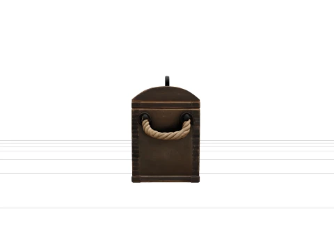 Sailor Sea Chest Wooden Model Dovetail Iron Handle Distressed 3D Model