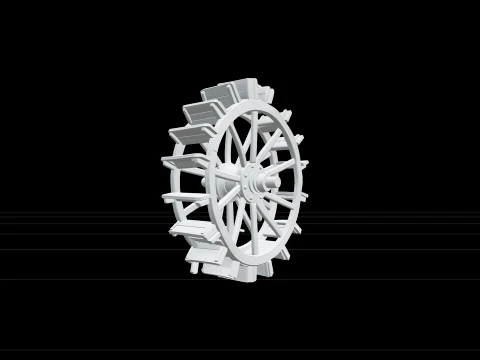 Steamboat Sternwheel Paddlewheel Model High Detail 3D Model