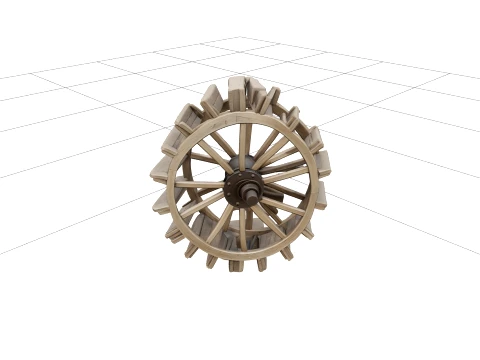 Steamboat Sternwheel Paddlewheel Model High Detail 3D Model