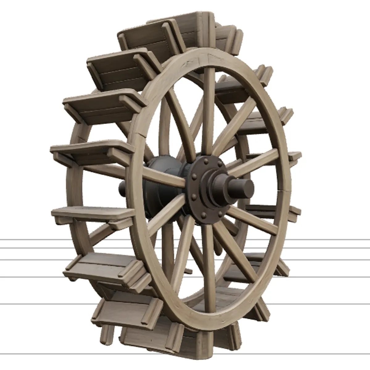 Steamboat Sternwheel Paddlewheel Model High Detail 3D Model .c4d .max .obj .3ds .fbx .stl .blend 