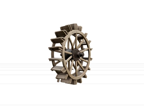 Steamboat Sternwheel Paddlewheel Model High Detail 3D Model