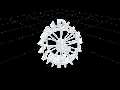 Steamboat Sternwheel Paddlewheel Model High Detail 3D Model