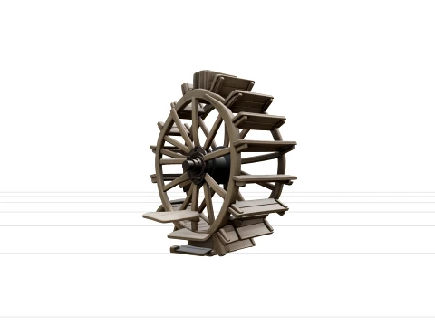 Steamboat Sternwheel Paddlewheel Model High Detail 3D Model