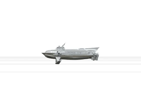 Hydrofoil Ferry Model Detailed High Poly Ready For Use 3D Model