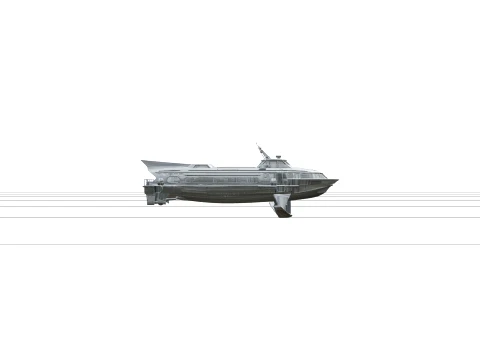 Hydrofoil Ferry Model Detailed High Poly Ready For Use 3D Model