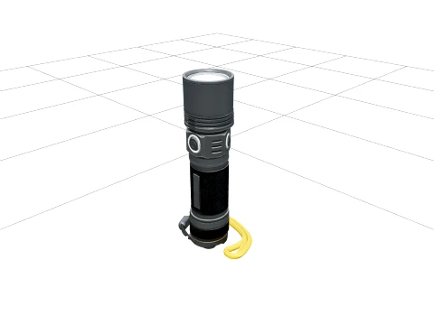 Dive Torch Clear Lens Textured Grip Wrist Lanyard Model 3D Model