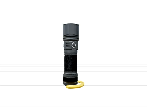 Dive Torch Clear Lens Textured Grip Wrist Lanyard Model 3D Model