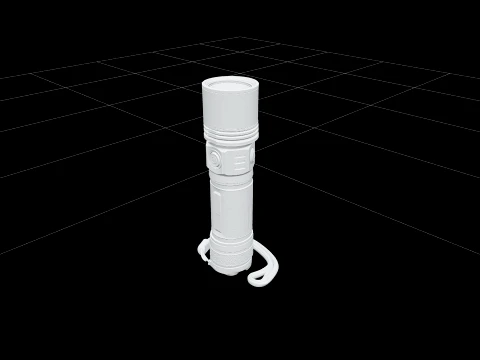 Dive Torch Clear Lens Textured Grip Wrist Lanyard Model 3D Model