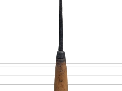 Marlinspike Model Tapered Steel Rod Wooden Handle Rust Patina 3D Model