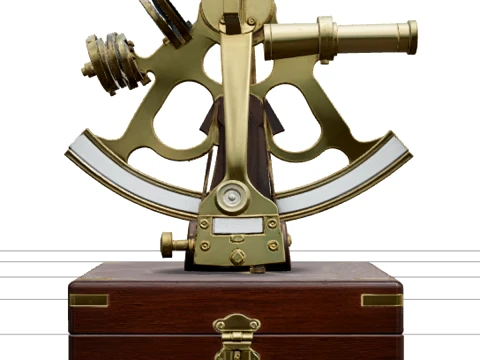 Brass Sextant Model with Graduated Scale Index Arm Sun Filters 3D Model
