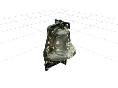 Bronze Submerged Fog Signal Bell Model Encrusted Marine Growth 3D Model