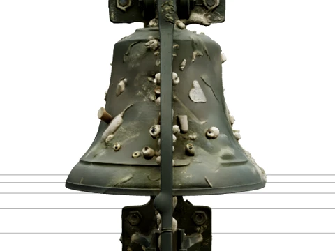 Bronze Submerged Fog Signal Bell Model Encrusted Marine Growth 3D Model