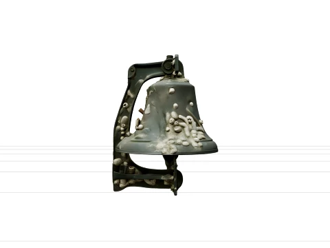 Bronze Submerged Fog Signal Bell Model Encrusted Marine Growth 3D Model