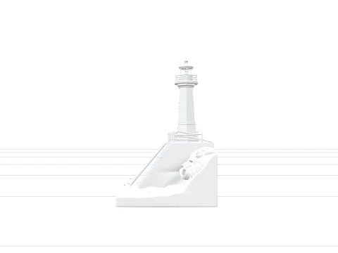 Lighthouse Boat Slip Model Concrete Ramp Winch Rails Supply Boat 3D Model
