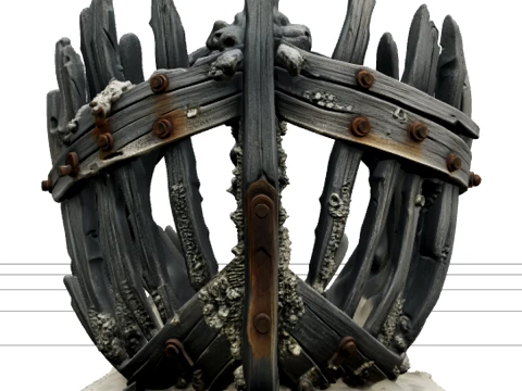 Shipwreck Skeleton Model with Rusty Bolts Barnacle 3D 모델