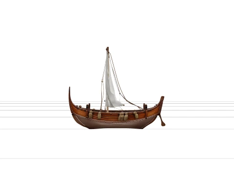 Traditional Japanese Wasen Fishing Boat Detailed Model 3D Model