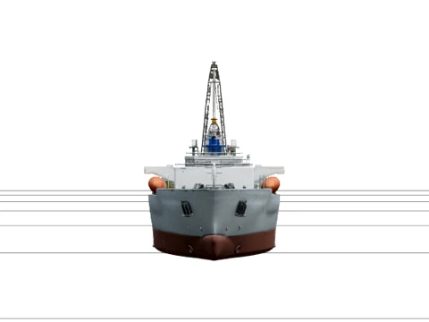 Semi Submersible Heavy Lift Model with Crane and Cargo Modelo 3D