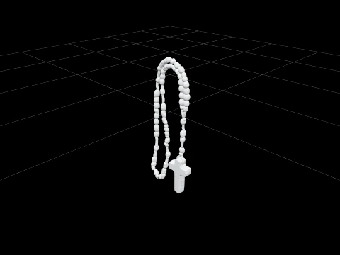 Worn old wooden bead rosary salt cross artifact Model Model 3D
