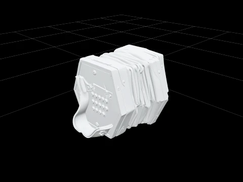 Pirate Concertina Squeeze Box Three High Detail Model 3D