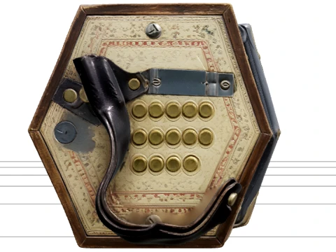Pirate Concertina Squeeze Box Three High Detail 3D Model