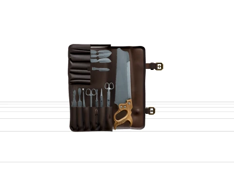 Surgeon Amputation Kit Model Leather Roll with Tools Model 3D