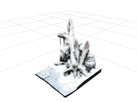 Winter Storm Beach Frozen Ice Rocks Driftwood Model Model 3D