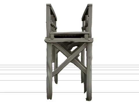 Mangrove Boardwalk Model Walkway Pilings Grey Handrails Roots Model 3D