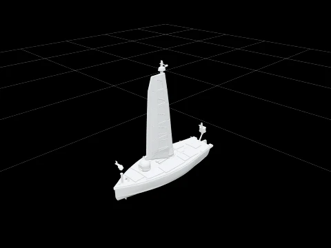 Research USV Sailboat Model with Solar Panel Deck and Wing Sail 3D Model