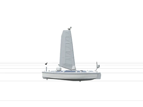Research USV Sailboat Model with Solar Panel Deck and Wing Sail 3D Model