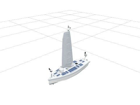 Research USV Sailboat Model with Solar Panel Deck and Wing Sail 3D Model