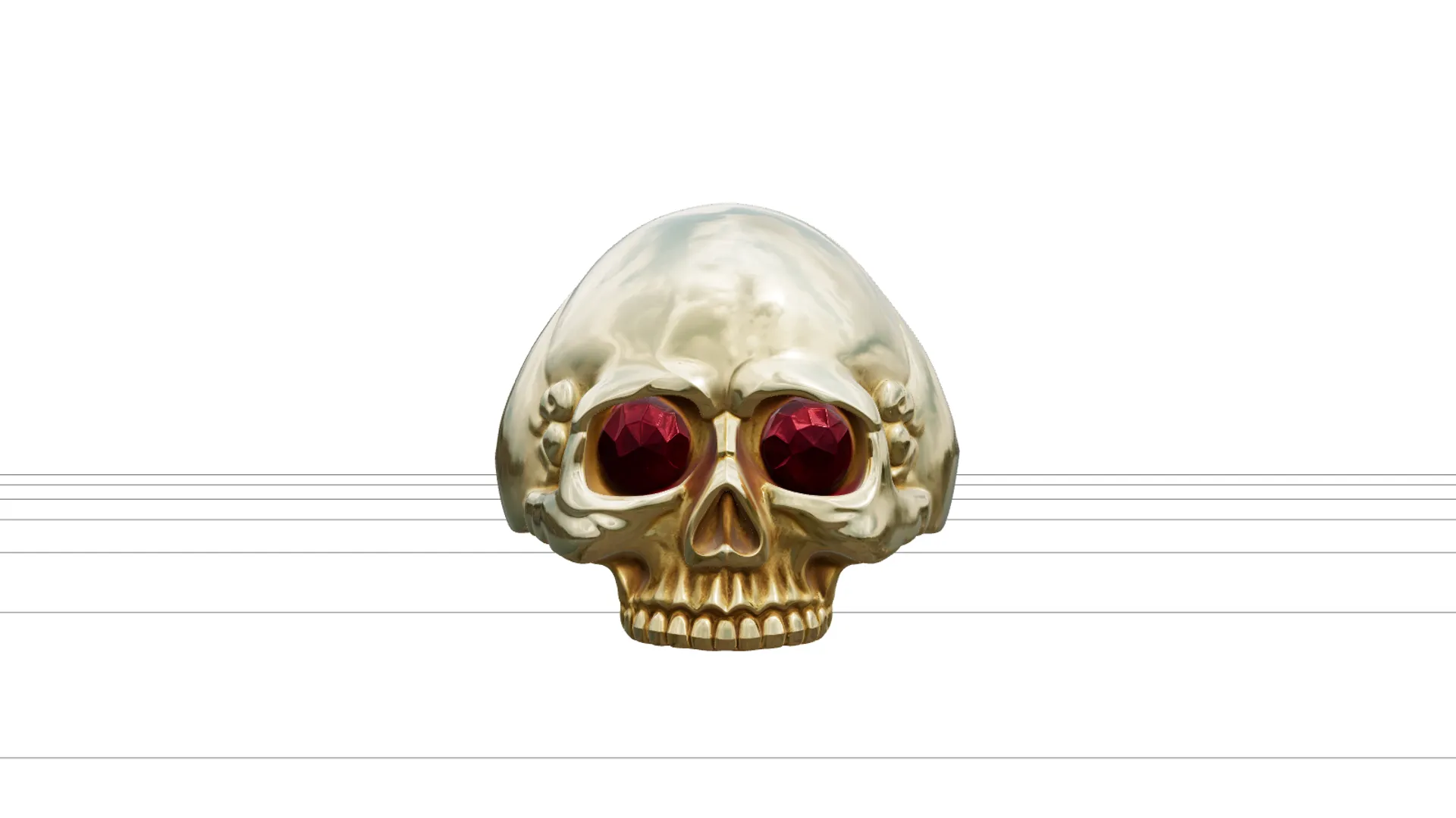 Gold Skull Ring with Ruby Eyes Ultra High Detail Model 3D Model .c4d .max .obj .3ds .fbx .stl .blend 