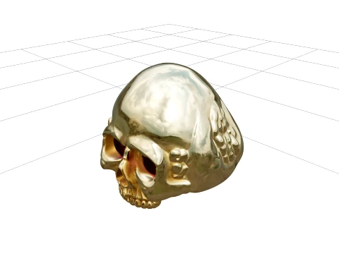 Gold Skull Ring with Ruby Eyes Ultra High Detail Model 3D Model