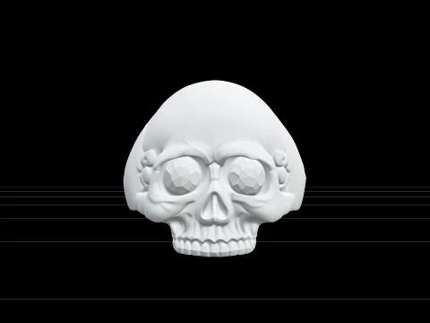 Gold Skull Ring with Ruby Eyes Ultra High Detail Model 3D Model
