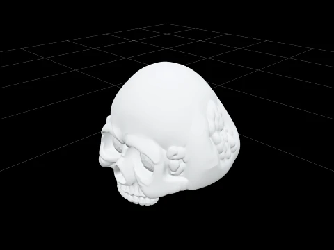 Gold Skull Ring with Ruby Eyes Ultra High Detail Model 3D Model